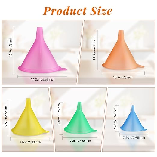 20 Pcs Plastic Funnel Set Colorful Wide Mouth Funnel Multipurpose Funnels for Kitchen Quick Clean Transfer Liquid Powder Bottles Cans Containers Filling - Various Sizes
