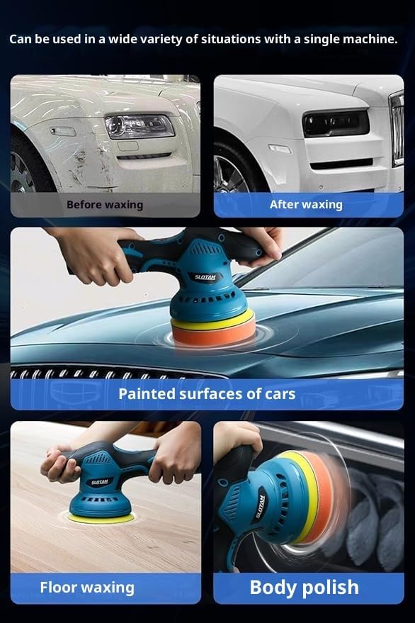 Cordless Car Buffer Polisher,5500RPM Cordless Car Polishing Machine with 2x21V Rechargeable tteries,21 PCS Attachments&8 Variable Speed,Polisher for Car Detailing Scratch Removing, Polishing