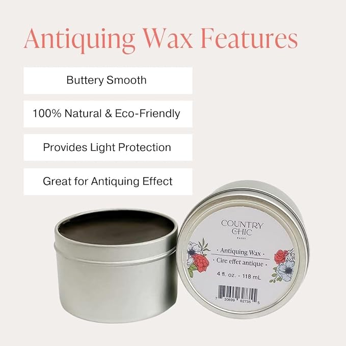 Furniture Wax - 100% Natural Sealant for Chalk Furniture Paint or Raw Wood, Light Protection, Easy To Apply, No Odor, Eco-Friendly - 7 Color Choices - Antiquing [Brown] (8 oz)