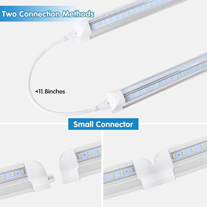 AQIQUUT Led Shop Light, Led Garage Light,2FT 25W 6500K Daylight 3200LM Linkable Clear Cover Integrated V-Shape for Shop Under Cabinet Office General Lighting,Cool White(4-Pack)