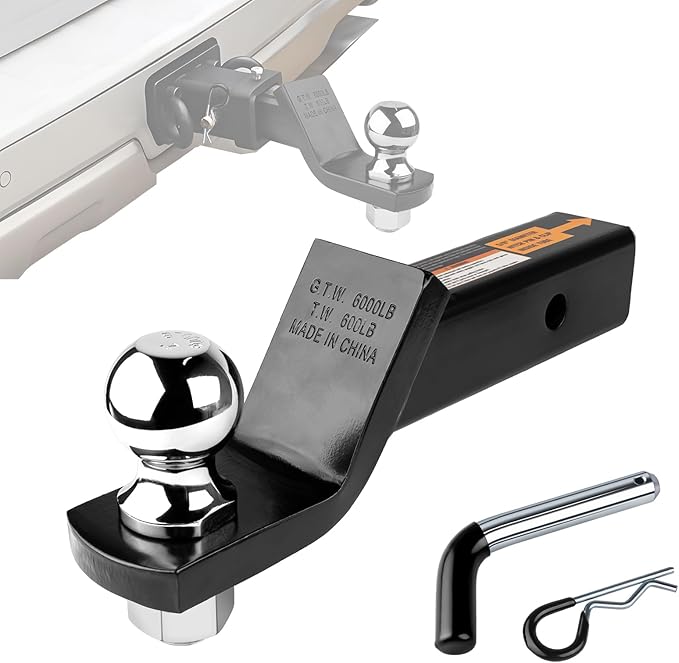 Donext Trailer Hitch Mount with 2-Inch Ball & Pin, Fits 2-in Receiver, Gloss Black Powder Coat, Heavy Duty Tow Hitch for Trailer, 2" Ball Hitch
