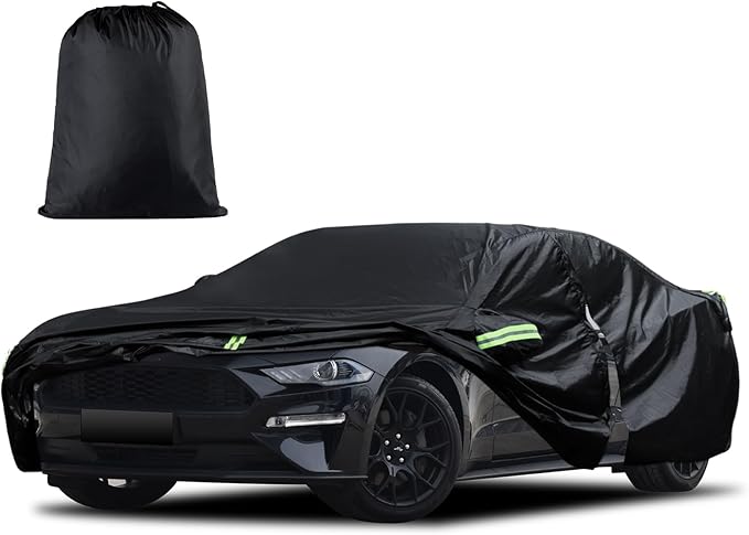 Car Cover Custom Fit for Ford Mustang 1994-2026, for Chevy Camaro 2010-2026, Waterproof All Weather Full Exterior Cover Rain Hail Sun Protector Car Cover with Door Zipper