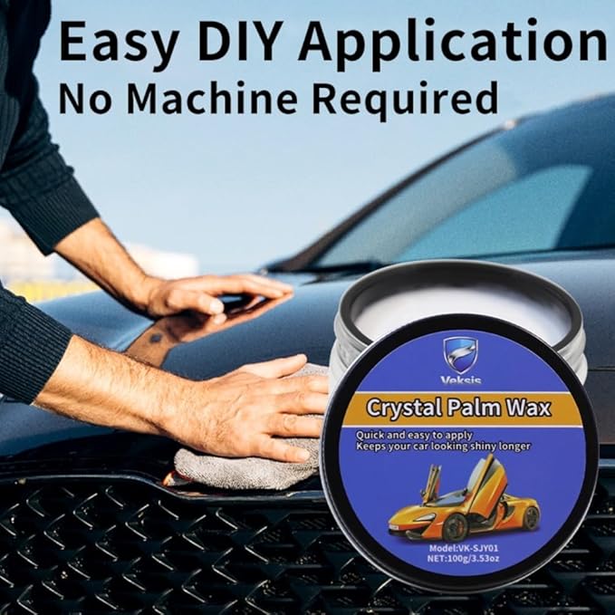 Car Wax Crystal Coating Paste - Long Lasting Ceramic Infused Protection, Deep High-Gloss Shine with Hydrophobic Effect - Easy DIY Paint Sealant for All Car Colors, UV Resistant Formula