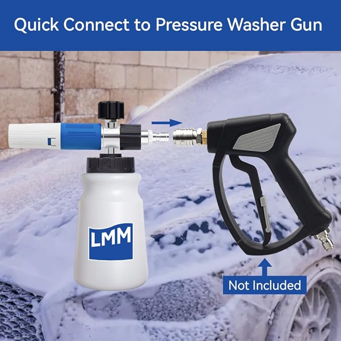 Foam Cannon LMM V2.0 for Pressure Washer with 1/4 Inch Quick Connector Snow Foam Lance for Car Washing with Adjustable Thick Foam
