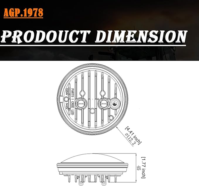 Round 18W Agriculture LED Work Light,Par 36 LED Light Replace 4410, 4411 Sealed Beam, Tractor LED Compatible with Allis Chalmers Ford International John Deere Case Tractor Flood 12V