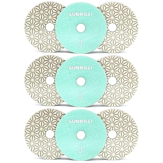 4" Dry/Wet 3 Step Diamond Polishing Pads 9-Pcs Step 3 for Granite Marble Quartz Concrete