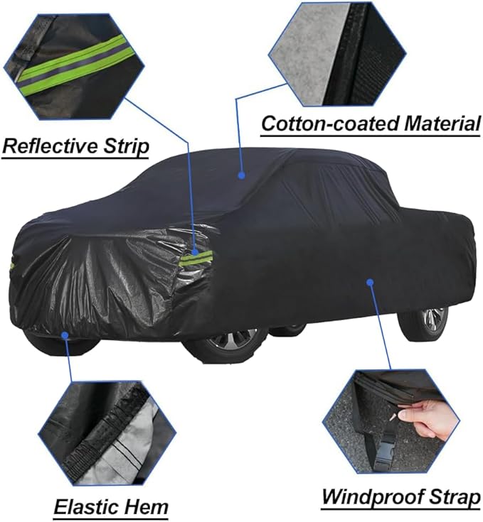 Kaugung Waterproof Truck Cover Fit Mitsubishi Raider 2006-2010, 7 Layers Heavyduty Full Pickup Cover All Weather,Outdoor Sun UV Rain Dust Protection. (from US Warehouse, Arrive Within 3-7 Days)