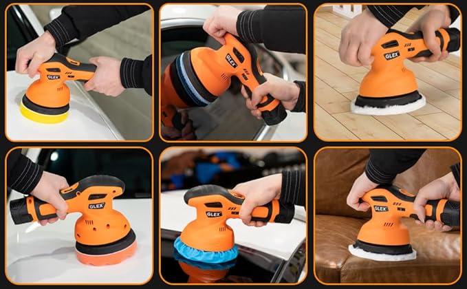 GLEX Electric Cordless Car Polisher, Portable Polisher with Polishing Pad Kit, Durable, Brand Car Cordless Polisher, for Car Detailing Waxing, Boat Sanding, Scratch Removal, Mirror Polishing.