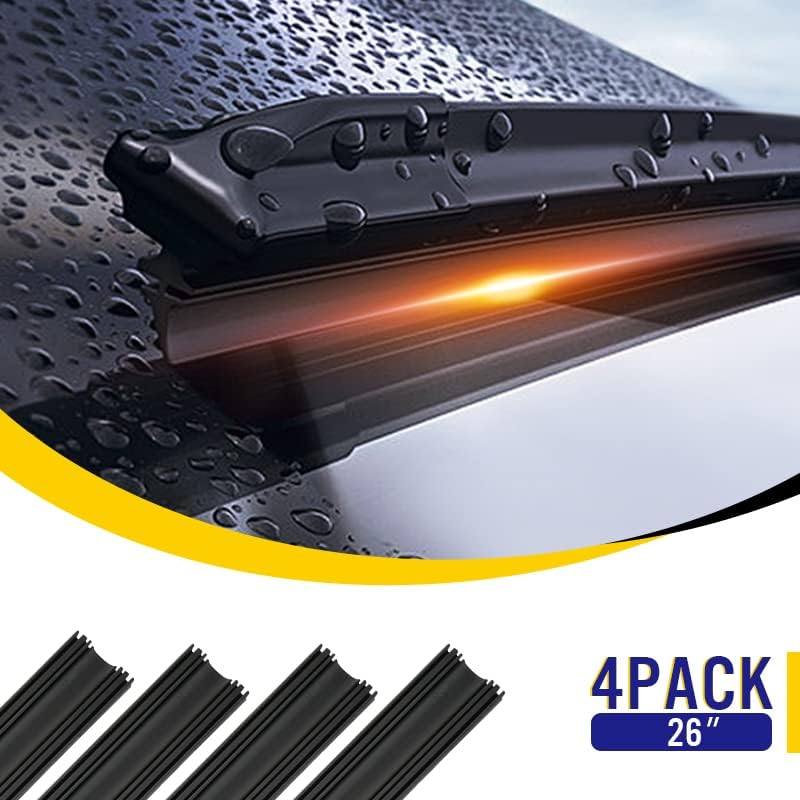 5 PLUS 26 Inch Windshield Wiper Refills (Pack Of 4), Automotive Replacement Windshield Wiper Blade Refills, 26 inch Adjustable Size of the Universal Wiper Rubber Refills