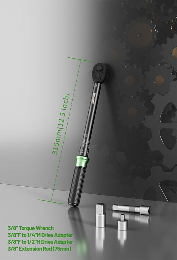3/8 Inch Pound Torque Wrench, 3/8 Drive Torque Wrench, 3.69-44.25 ft.lb, ±3% Accuracy, Dual-Direction, 72 Tooth