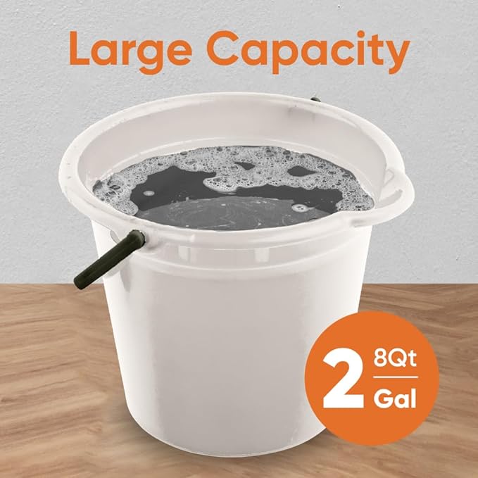 Superio 2-Pack Plastic Cleaning Bucket for Home, 2 Gallon Pail for Mopping with Large Spout - Bucket for Floor Mopping, Car Wash - Bowls for Camping, Fishing