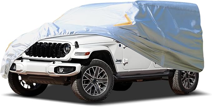 Car Cover Waterproof All Weather,Car Covers for Automobiles with Driver Door Zipper,Outdoor Car Cover Rain,Snow and UV Protection with Waterproof Adhesive Strip, Fit SUV-Length 195" to 200"