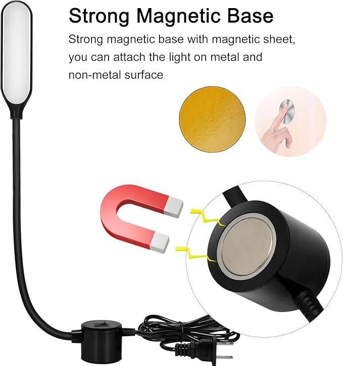 Magnetic Work Light, LED Machine Light with Flexible Gooseneck – Multi-Purpose for Workbench, Lathe, Drill Press & Crafting