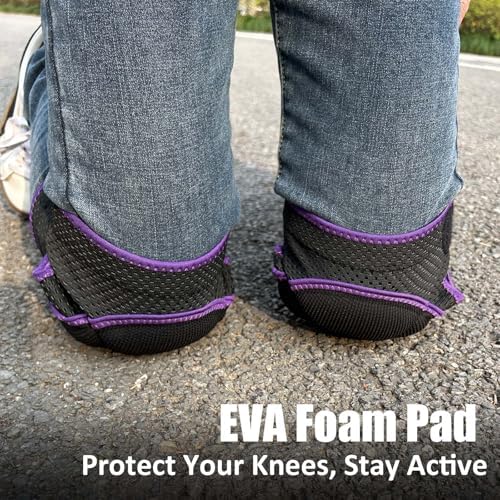 Women Brearhable Knee Pads for Gardening, Lightweight Foam Cap, Purple S