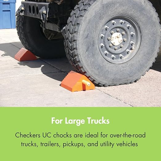 Checkers One Large Wheel Chock for 27-32" Tires, Heavy Duty Wheel Chocks for Semi Trucks, Utility, Tractor Trailer, 60k lb Load Capacity, Made in The USA, Polyurethane, UC1400-6