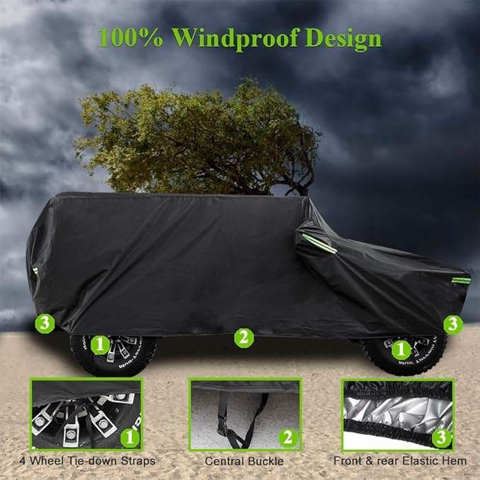 Waterproof Cover for Jeep Wrangler JK JL CJ YJ TJ 2 Door 1987-2026 Outdoor Sun Rain Wind Snow Protection Dustproof Covers with Driver Door Zipper Black