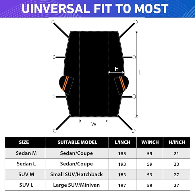 Half Car Cover for SUV, Windshield Cover for Ice and Snow, Hail Protector Car Cover Waterproof All Weather Fits Large SUV