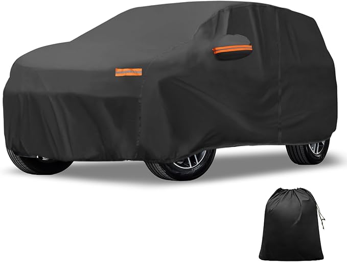 X AUTOHAUX Car Cover Outdoor Waterproof Sun Rain Snow Hail Protection with Left Side Door Zipper 210D-PU for Ford Edge