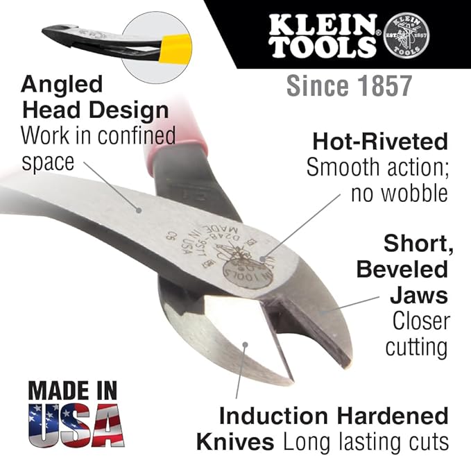 Klein Tools 80080 Hand Tool Kit includes 2 Screwdrivers, Made in USA, 3 Pliers, Wire Stripper and Cutter, for Electricians, 6-Piece