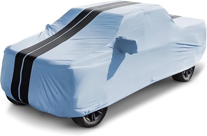 iCarCover Premium Truck Cover for 2006-2026 Honda Ridgeline Crew Cab, 5.3 ft. Short Bed Heavy Duty Waterproof All Weather Automobiles Custom Fit Exterior UV Snow Rain Protection (Stripe - Gray/Black)