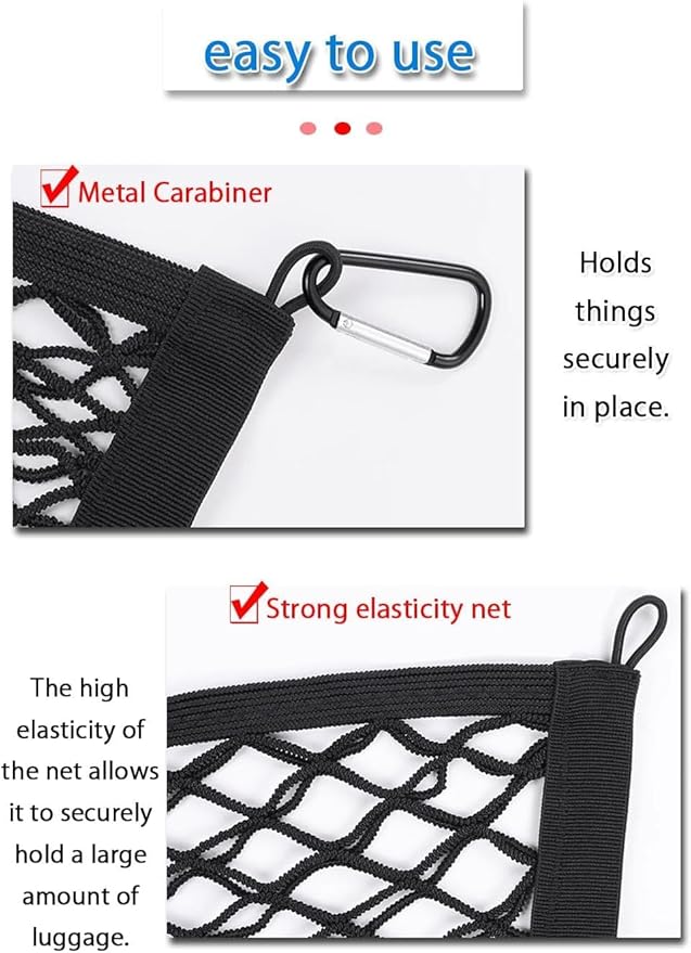 Double Layer Elastic Cargo Net 5'x5' Stretchable to 9'x9' Heavy Duty Truck Bed Organizer with 8 Metal Hooks Fit Pickup Trucks SUVs Vans Sedans