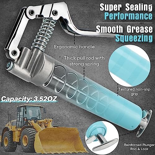 SHALL Mini Grease Gun Kit (3.52OZ, 3000PSI) with Accessories: 2x 4-Jaw Couplers, Sharp Nozzle, Extension Adapter, 3OZ Grease, Reinforced Glove & Cleaner