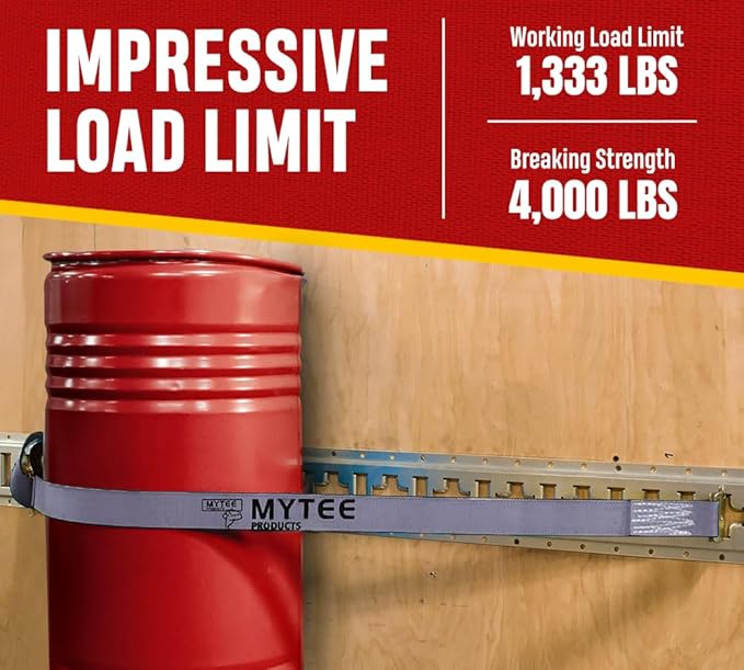 Mytee Products (20 Pack) 2'' x 16' E Track Straps w/Spring E-Fittings - Grey Ratchet Etrack Straps w/Heavy Duty 4000 lbs Breaking Strength for Enclosed Trailers, Trucks & Vans