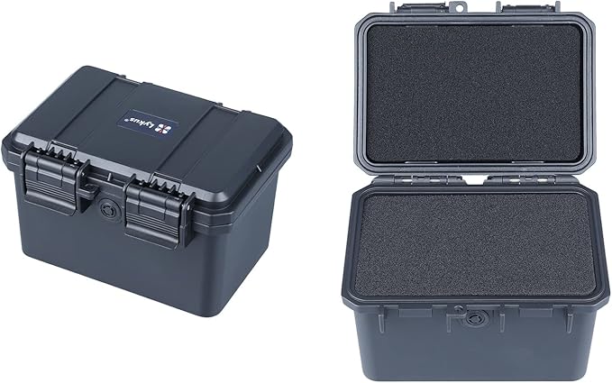 Lykus HC-1430 Mini Hard Case Dry Box with Foam Insert, Interior Size 5.5x3.5x3.7 in, IP66 Splash-Proof, Suitable for Cellphones, Tools, Small Devices and More