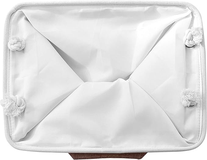 Organization and Storage Basket for Organizing - 16x12x8 inch Large 4 Pack Fabric Storage Cube Collapsible Storage Bins for Shelves, Storage Box for Cloth Books Canvas(White & Flaxen)
