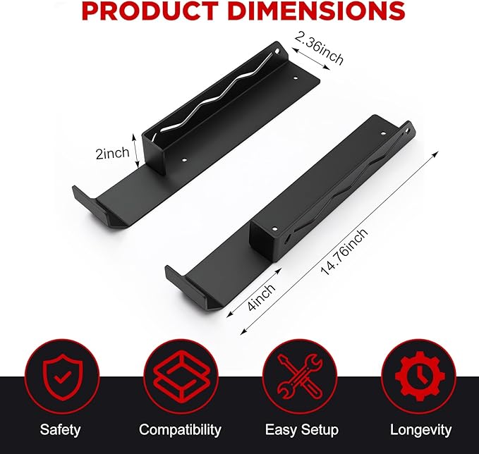 Floor Jack Stand Wall Mount Hydraulic Trolley Jack Holder Rack Organizer for Enclosed Race Trailer Accessories Tool Storage, No Screws