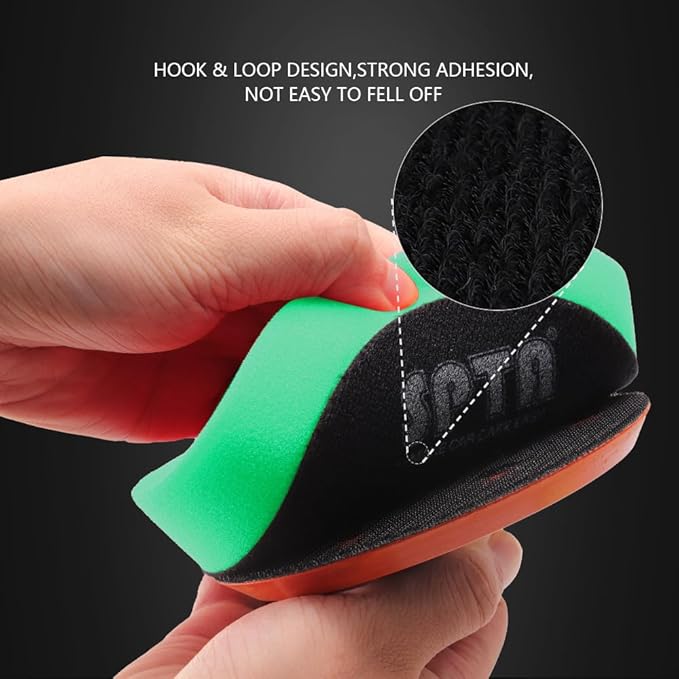 SPTA Green T120 Heavy-Cut Polishing Foam Pad, 1Pc 6.5 Inch Face for 6 Inch 150mm Backing Plate Compound Buffing Sponge Pads for Car Buffer Polisher Compounding, Polishing and Waxing -FPBFS6G