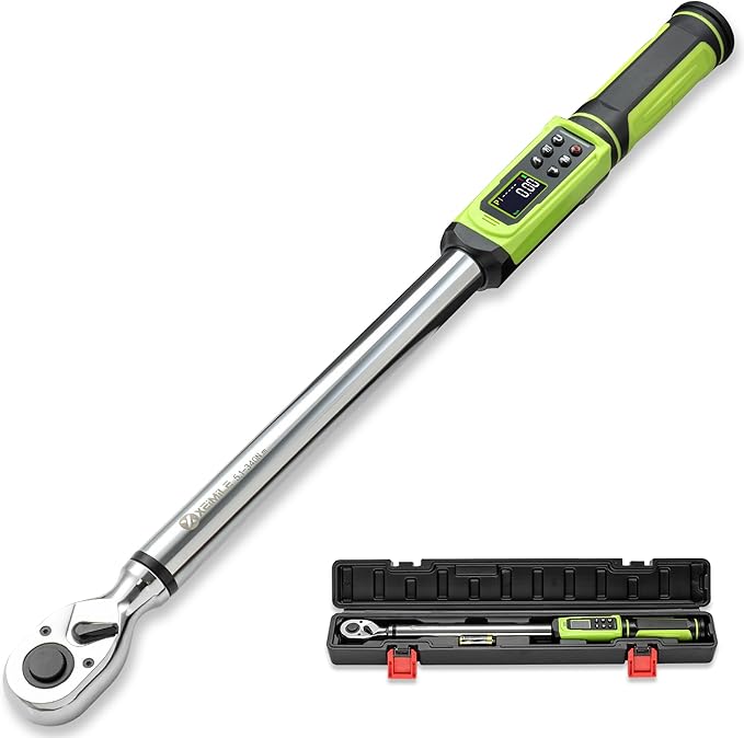 Digital Torque Wrench 1/2"Drive-3.8-250.8Ft.Lb/5.1-340N.m, Electric Torque Wrench With Dual Direction Vibration Buzzer LED Indicator,±2% Accuracy Five Units for Bike Motorcycle Car Auto Repair