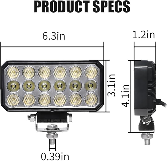 Exzeit 6 Inch Led Work Lights for JohnDeere Tractors Trucks, 96W High Low Beam Equipment Lights Compatible with Kubota Trators Trucks, 12V/24V