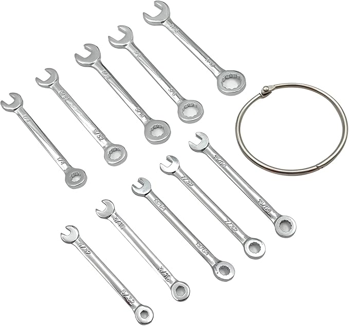 20pcs Mini Wrench Set Open End Wrench Ignition Wrench Sets With Chain Ring British/Metric Type Wrenches (Metric + British)