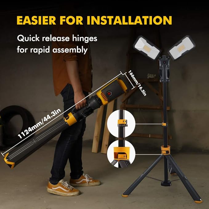 【Upgraded】LUTEC 6290Max 15000 Lumen 138W Dimmable LED Work Light with Telescoping Tripod, Adjustable Color Temperature Dual-Head Work Light with Stand and 8 Ft 3-Prong Power Cord