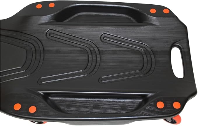 K Tool International XD74942 42" Automotive Creeper: High-Density Polyethylene Body, 440lb Capacity, Six 3" Swivel Casters, Ergonomic Head/Neck Pads, Dual Tool Trays, Low Profile Garage Design