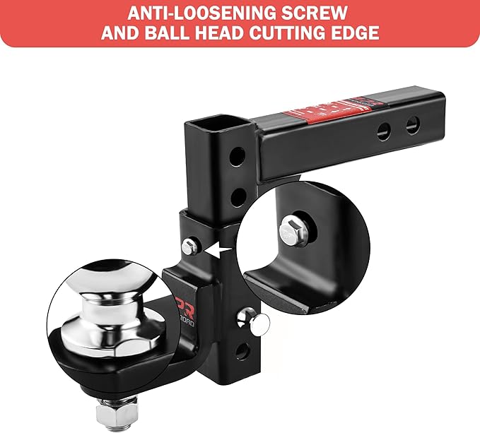 OPENROAD Adjustable Trailer Hitch Ball Mount - Fits 2-Inch Receiver, 2" Tow Balls, 7500lbs, 9-1/2" Drop/ 8-1/4" Rise, Heavy Duty Truck Hitch with Pin Lock