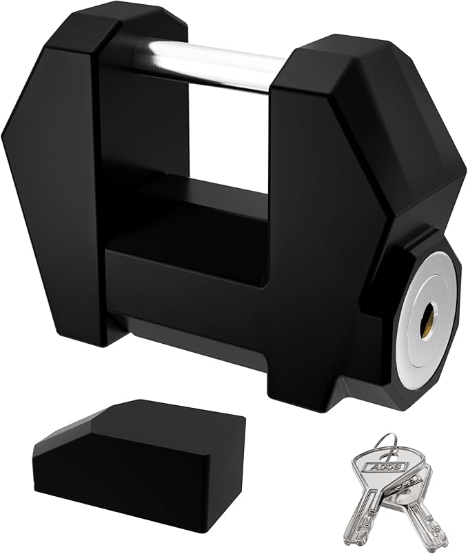 DEEAGLE Trailer Lock, Wide 1.2” Span, 1/4” Dia Trailer Coupler Tongue Lock, Wide Trailer Locks, Boat Trailer Locks for Towing Trailer Security, Black