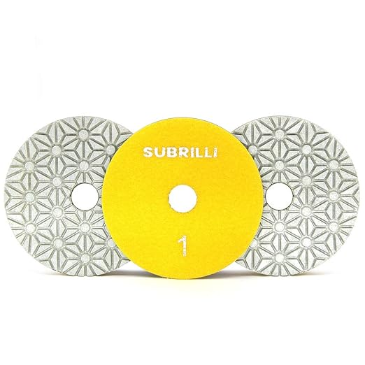 Dry/Wet 3 Step Diamond Polishing Pads 4" Sanding Discs Grit 1 for Granite Marble Concrete (3-Pcs)