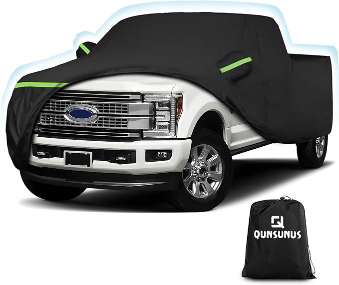 QUNSUNUS Truck Cover for Ford F-150 Super Crew Cab 5.5ft Short Bed, Waterproof F150 Truck Cover with Zipper and Straps,Compatible with Silverado 1500 Crew Cab 5.8ft 2014-2025