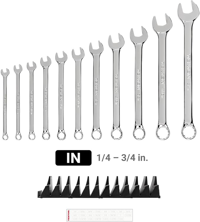 TEKTON Combination Wrench Set with Modular Organizers, 11-Piece (1/4-3/4 in.) | WCB95101