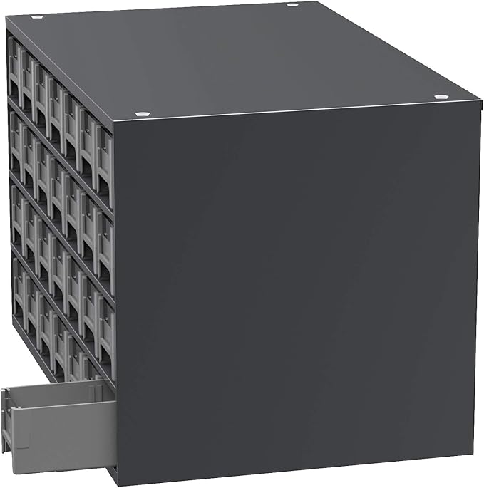 Akro-Mils Steel Garage Storage Cabinet, Small Parts Organizer Metal Cabinet for Hardware, Nails, Screws, Bolts, Nuts, and More, 17" W x 11" D x 11" H, 28-Drawer, Gray Cabinet/Gray Drawers (19228)