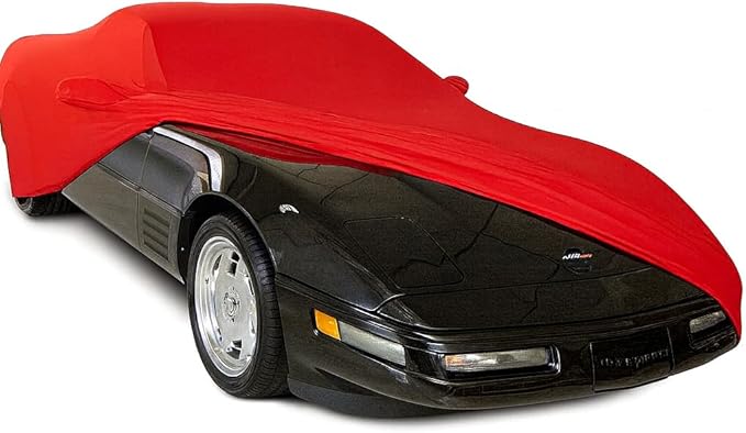 SR1 USA C4 Corvette Indoor Car Cover - Custom Fit Ultraguard Stretch Satin - The Ultimate High End Fit with Storage Bag for 1984-1996 C4, Z51, GS, ZR1 Convertible, Hardtop Corvettes (Red)