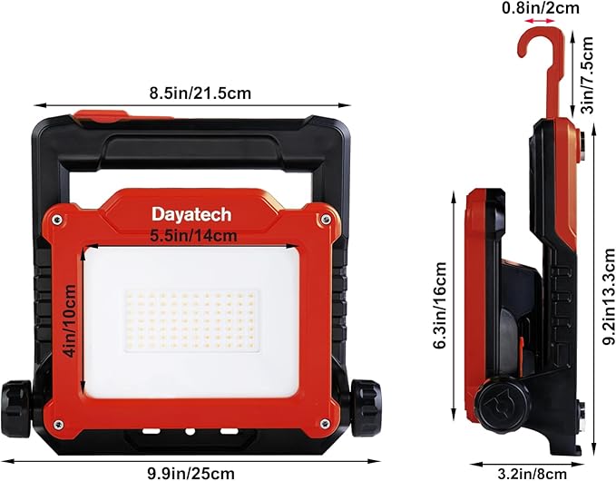 20W 3000LM Cordless LED Work Light, Compatible with Dewalt, Milwaukee and Makita 18-21 V Battery, Foldable Magnetic Base, Brightness Dimmable (Light Only/Charger Not Included)