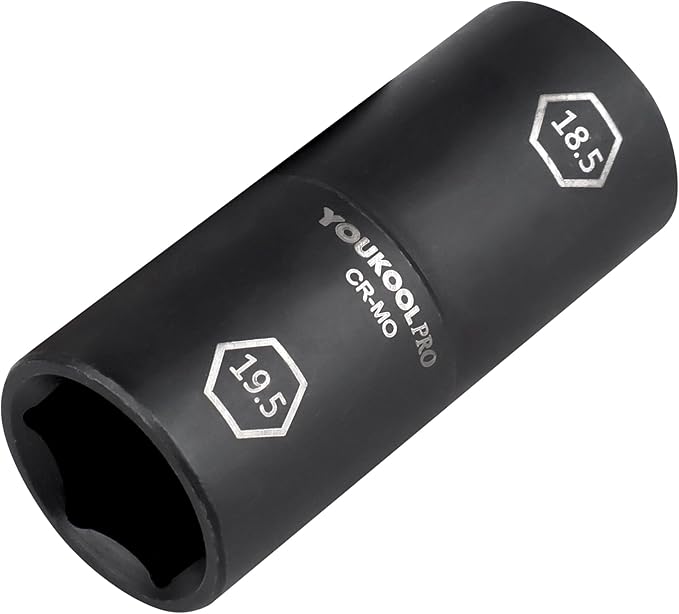 1/2-Inch Drive Double Ended Impact Socket, 18.5mm x 19.5mm, 6-Point,Half Size Lug Nut Thin Wall Wheel Protector Nut Socket, Made from Robust and Anti-Corrosive Steel