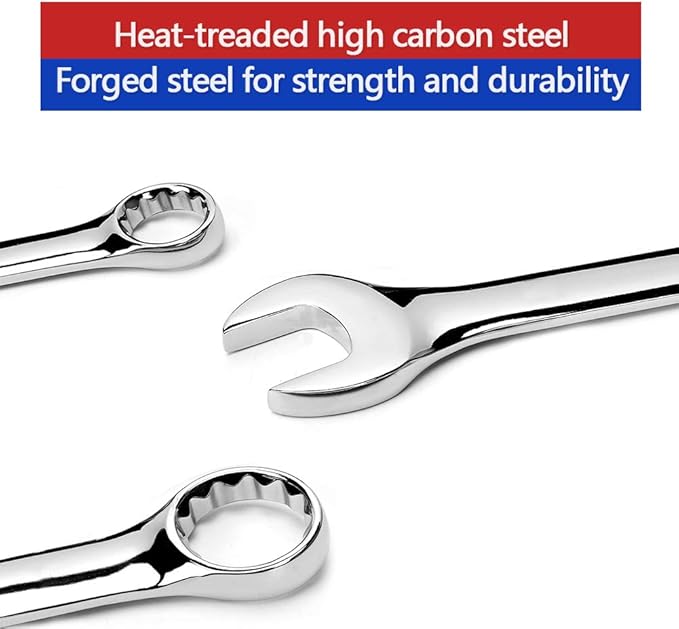 SPEEDWOX Small Wrench Set, 4mm-11mm, 5/32-7/16 Inch, Angled Box End, High Carbon Steel, 2 Mini Wrenches, 2 Metric Wrenches, Storage Pouches