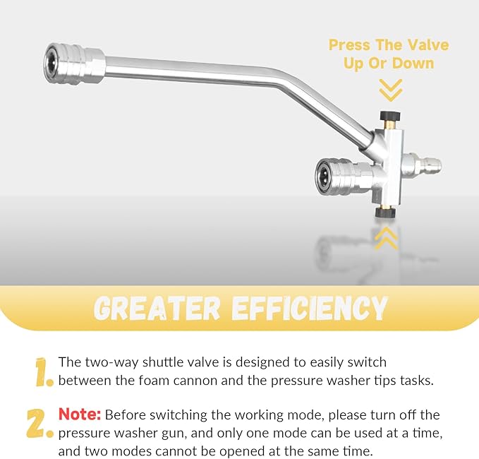 Foam Cannon for Pressure Washer with Dual Connector Accessory, Pressure Washer Double Tip Attachment for Foam Cannon,M22 and 1/4" Quick Connect, 5 Nozzle Tips