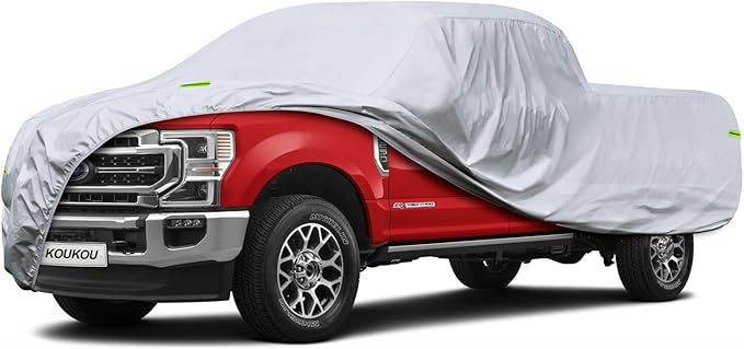 KouKou Truck Cover Waterproof All Weather, 6 Layers Full Pickup Cover Universal Fit Truck Ford 150,Ram 1500,Chevy Silverado,Toyota Tundra ect.(232 to 240 inches)