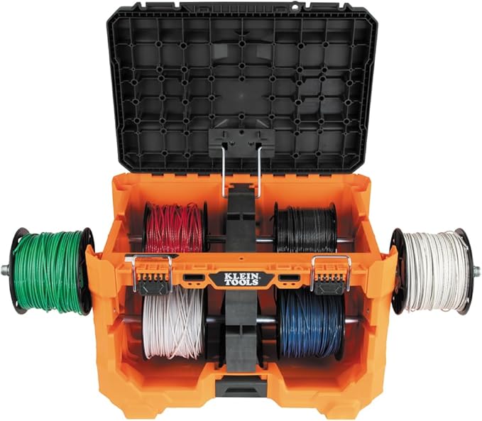 Klein Tools 54825MB MODbox Wire Spool Dispenser, Conduit and Wire Puller, Holds (4) 500-Foot Spools, 120-Pound Capacity, Compatible with MODbox Components