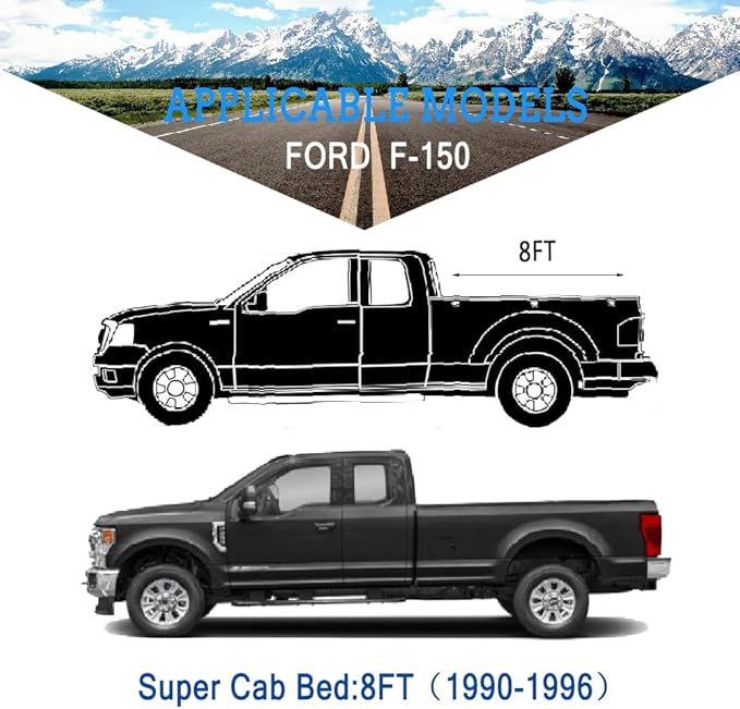 Kaugung 6 Layers Truck Cover Waterproof Custom Fit Ford F150 SuperCab 8ft Bed from 1990 to 1996, 6 Layers Heavyweight Pickup Car Cover Outdoor Indoor Sun UV Rain Snow Wind Protection.